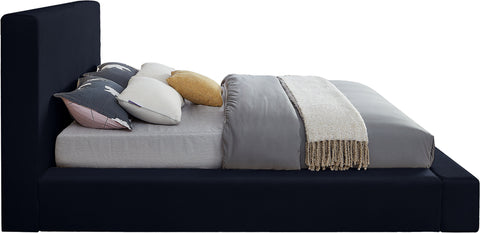 Talia Navy Velvet Upholstered King Bed, 1 Piece