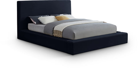 Talia Navy Velvet Upholstered Queen Bed, 1 Piece