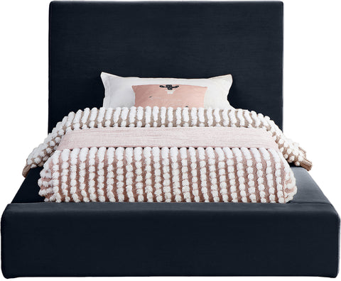 Talia Navy Velvet Upholstered Twin Bed, 1 Piece