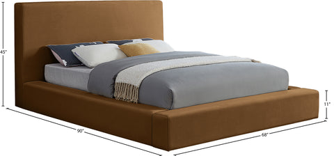 Talia Saddle Velvet Upholstered Full Bed, 1 Piece