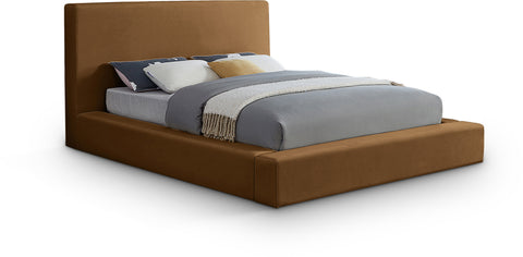 Talia Saddle Velvet Upholstered Full Bed, 1 Piece