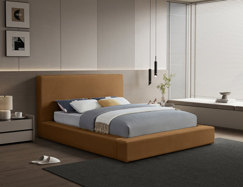 Talia Saddle Velvet Upholstered Full Bed, 1 Piece