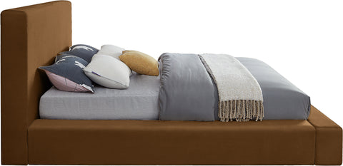 Talia Saddle Velvet Upholstered Full Bed, 1 Piece