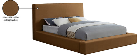 Talia Saddle Velvet Upholstered King Bed, 1 Piece