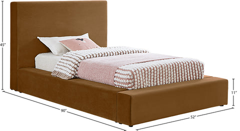 Talia Saddle Velvet Upholstered Twin Bed, 1 Piece