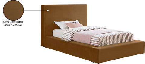 Talia Saddle Velvet Upholstered Twin Bed, 1 Piece