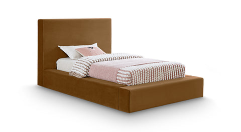 Talia Saddle Velvet Upholstered Twin Bed, 1 Piece