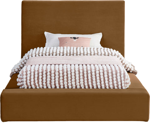 Talia Saddle Velvet Upholstered Twin Bed, 1 Piece