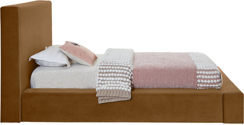 Talia Saddle Velvet Upholstered Twin Bed, 1 Piece