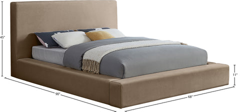 Talia Taupe Velvet Upholstered Full Bed, 1 Piece