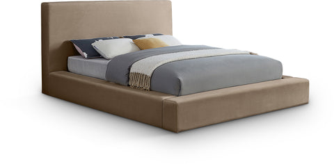 Talia Taupe Velvet Upholstered Full Bed, 1 Piece