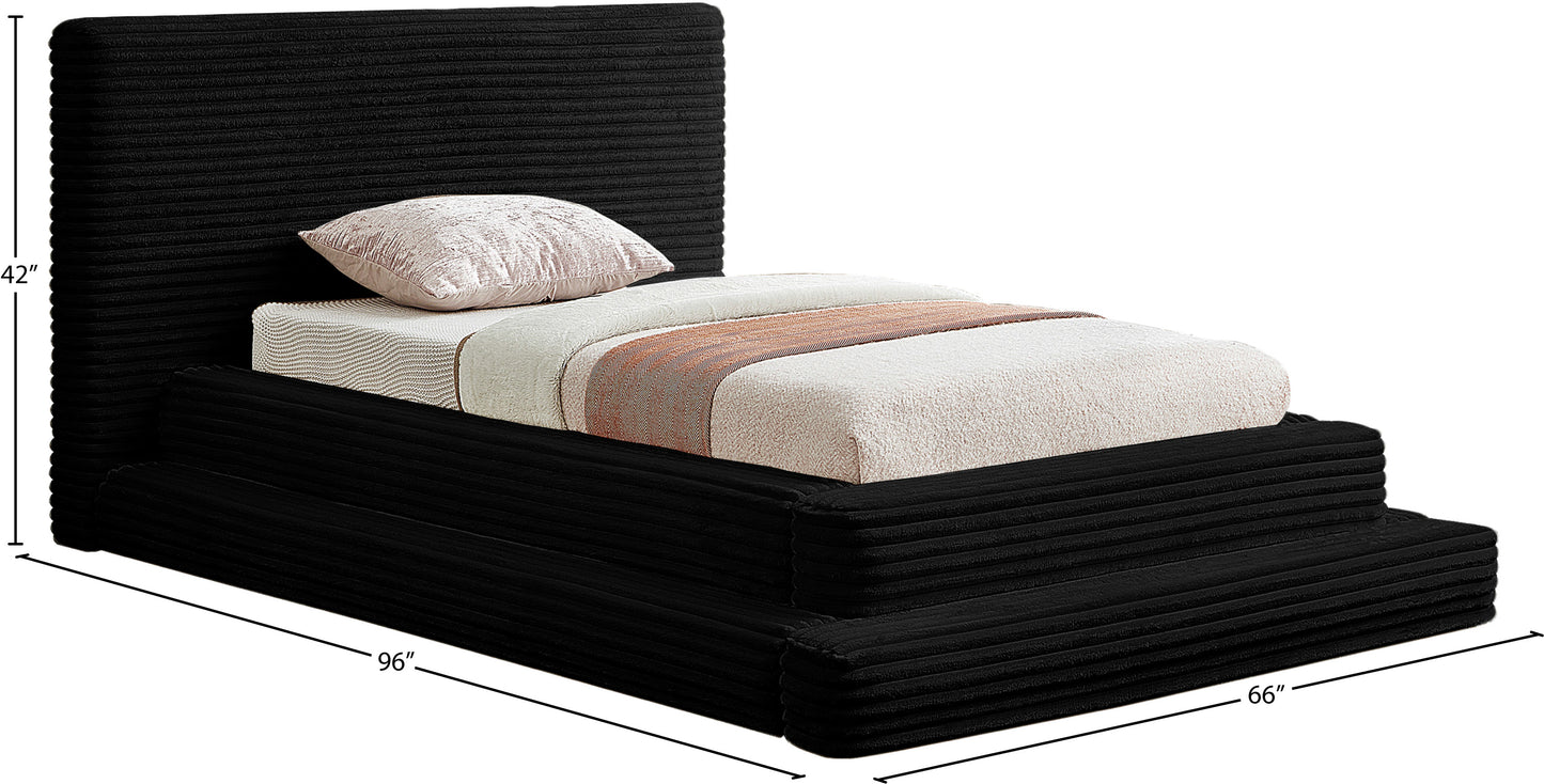 trivoli black corduroy fabric twin bed (3 boxes)