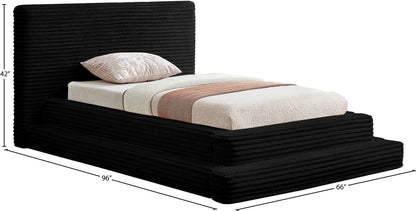 Trivoli Black Corduroy Fabric Twin Bed (3 Boxes)