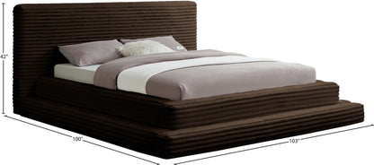 Trivoli Brown Corduroy Fabric King Bed (3 Boxes)