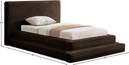 Trivoli Brown Corduroy Fabric Twin Bed (3 Boxes)