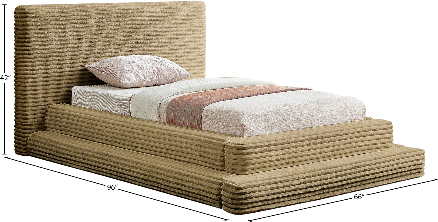 trivoli camel corduroy fabric twin bed (3 boxes)