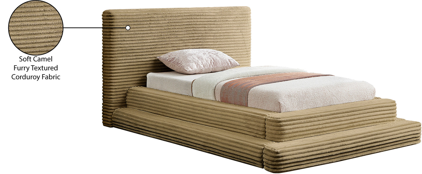 trivoli camel corduroy fabric twin bed (3 boxes)