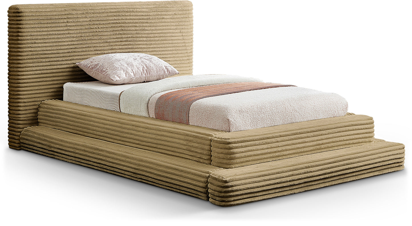 trivoli camel corduroy fabric twin bed (3 boxes)