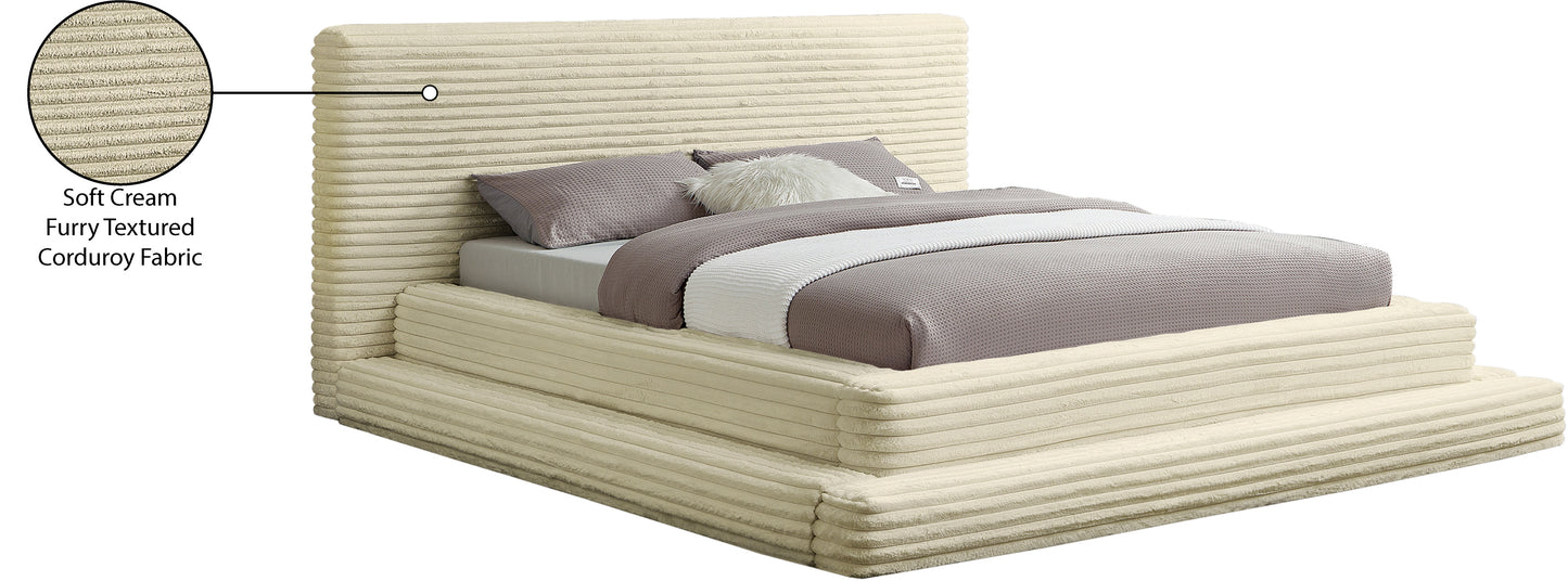 trivoli cream corduroy fabric full bed (3 boxes)