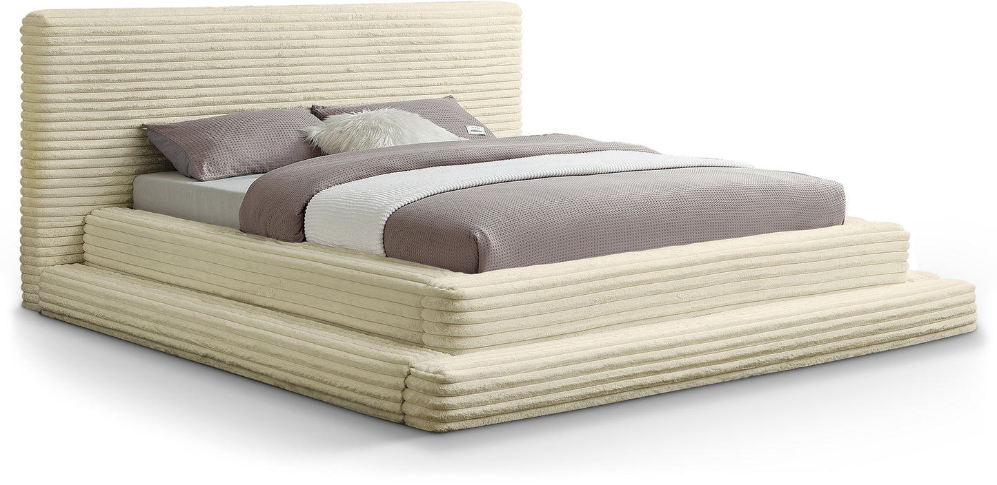 trivoli cream corduroy fabric full bed (3 boxes)