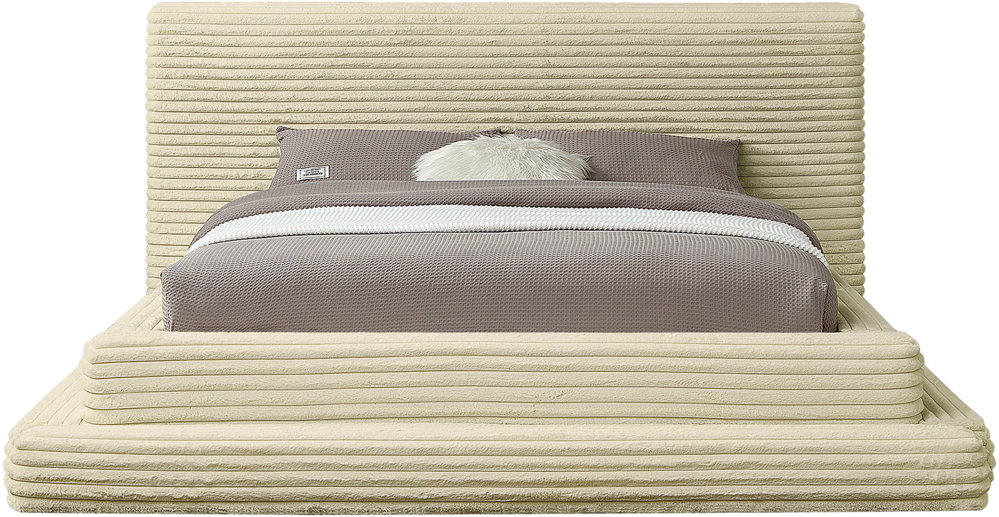 trivoli cream corduroy fabric full bed (3 boxes)