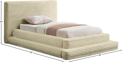 Trivoli Cream Corduroy Fabric Twin Bed (3 Boxes)