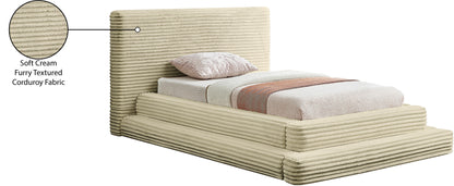 Trivoli Cream Corduroy Fabric Twin Bed (3 Boxes)