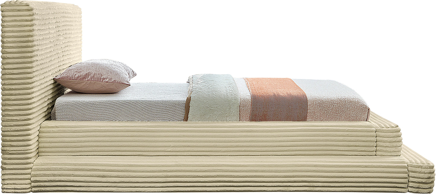 trivoli cream corduroy fabric twin bed (3 boxes)