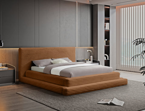 Trivoli Saddle Corduroy Fabric Queen Bed (3 Boxes)