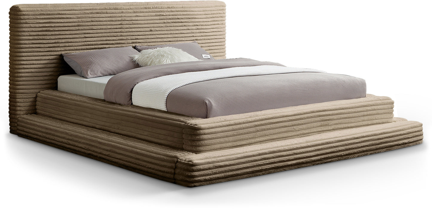 trivoli taupe corduroy fabric full bed (3 boxes)