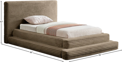 Trivoli Taupe Corduroy Fabric Twin Bed (3 Boxes)