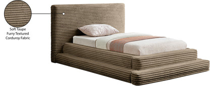 Trivoli Taupe Corduroy Fabric Twin Bed (3 Boxes)