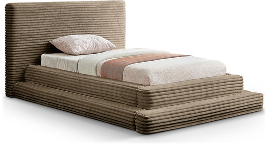 Trivoli Taupe Corduroy Fabric Twin Bed (3 Boxes)