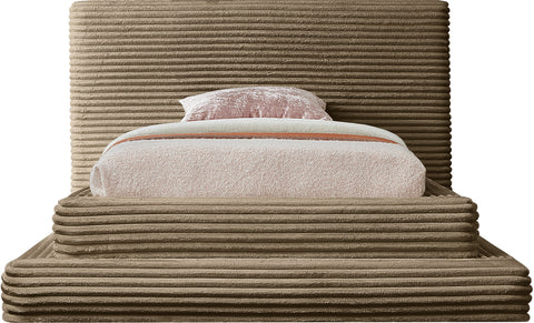 Trivoli Taupe Corduroy Fabric Twin Bed (3 Boxes)