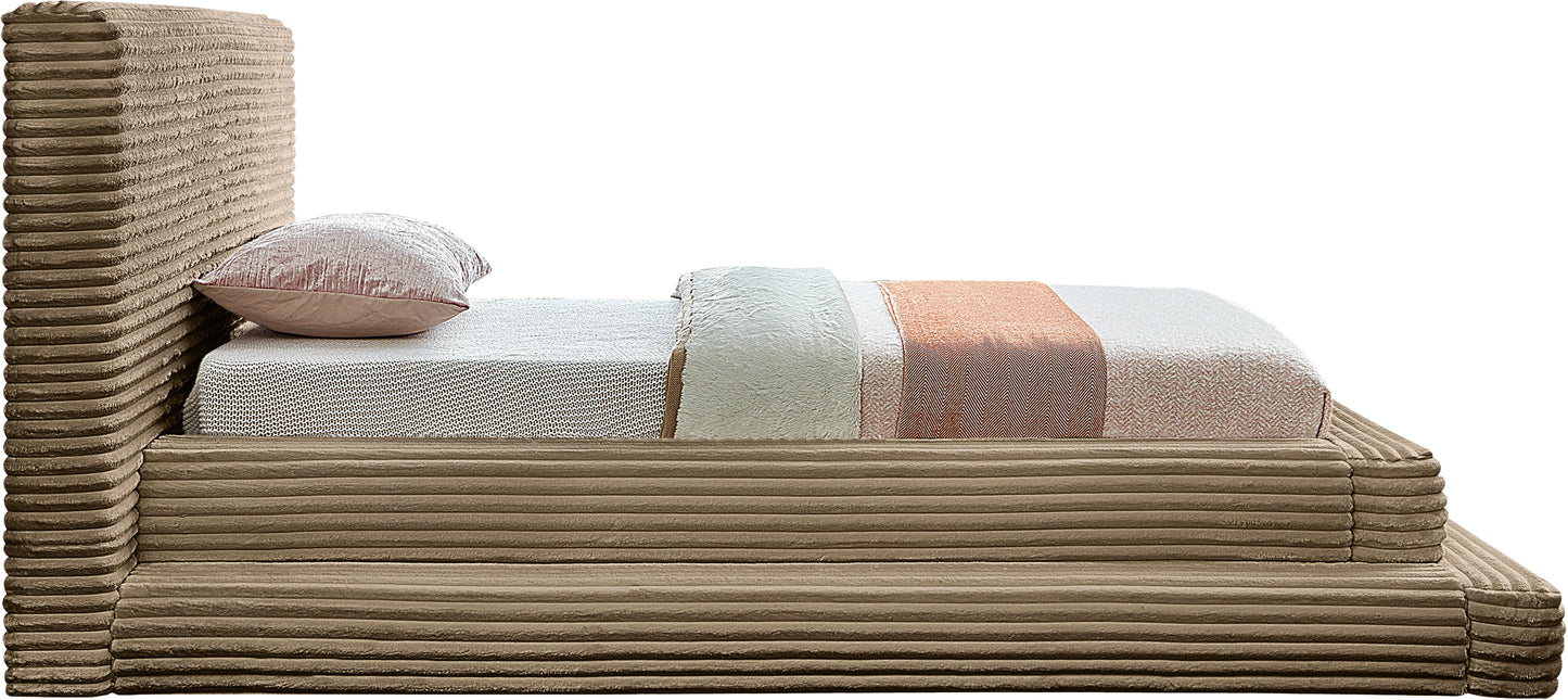 trivoli taupe corduroy fabric twin bed (3 boxes)