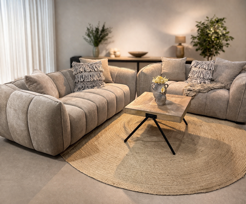 Nicolas Sofa & Loveseat Light Brown
