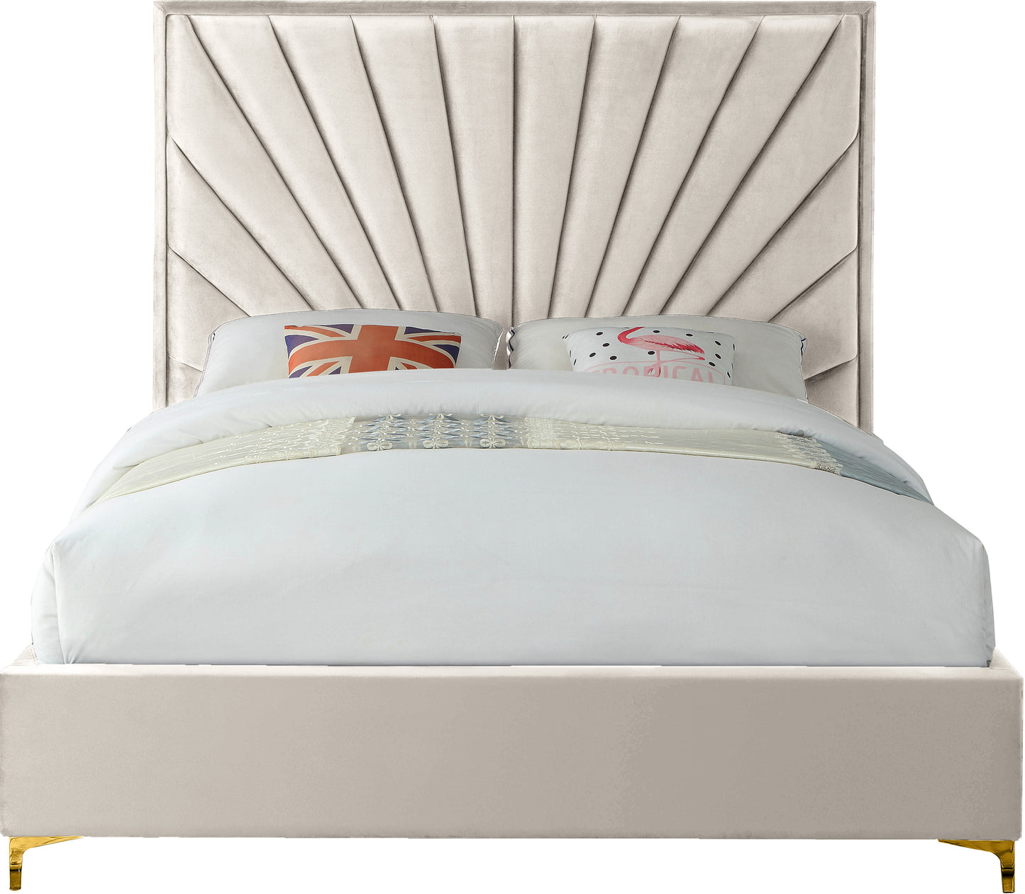 kali cream velvet queen bed q