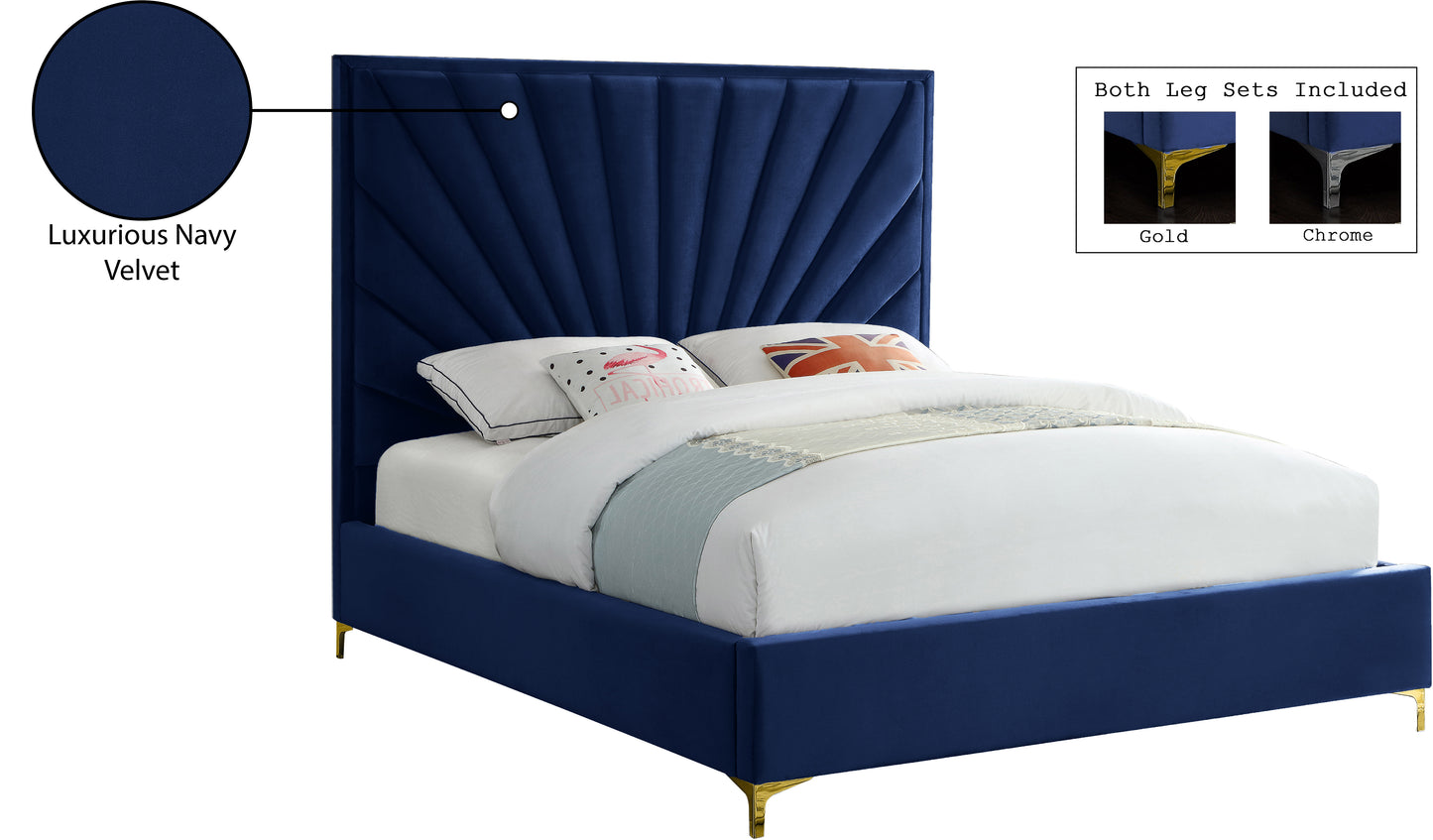 kali navy velvet full bed f