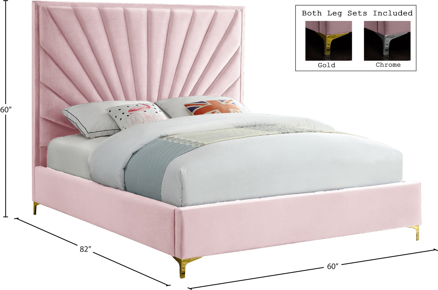 kali pink velvet full bed f