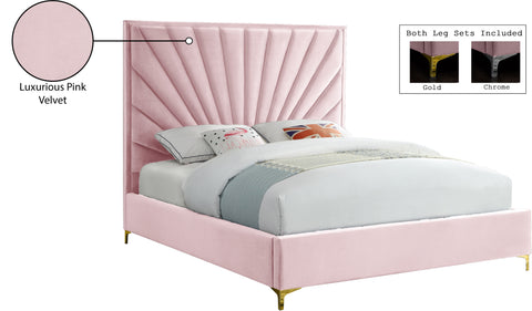 Kali Pink Velvet Queen Bed Q