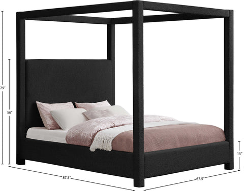 Iris Black Boucle Fabric Upholstered Queen Bed, 1 Piece