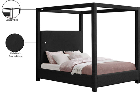 Iris Black Boucle Fabric Upholstered Queen Bed, 1 Piece