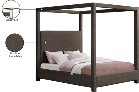 Iris Brown Boucle Fabric Upholstered King Bed, 1 Piece