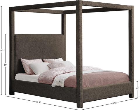 Iris Brown Boucle Fabric Upholstered Queen Bed, 1 Piece