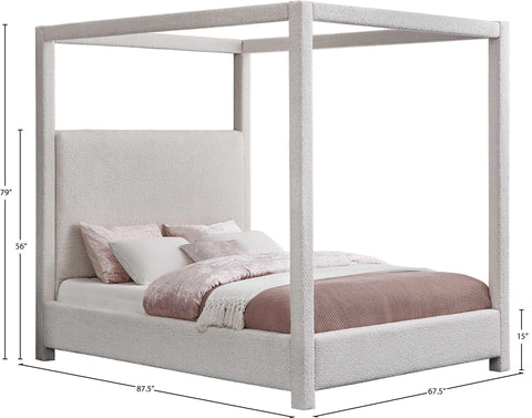 Iris Cream Boucle Fabric Upholstered Queen Bed, 1 Piece