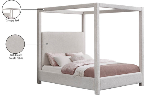 Iris Cream Boucle Fabric Upholstered Queen Bed, 1 Piece