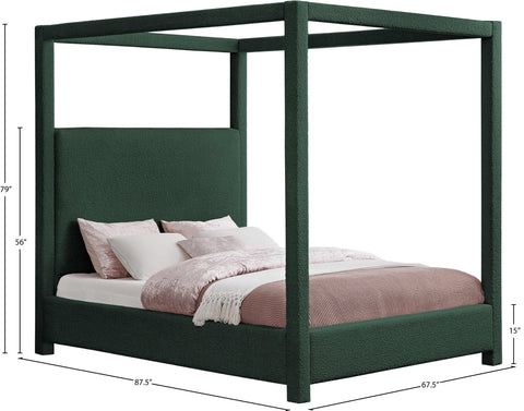 Iris Green Boucle Fabric Upholstered Queen Bed, 1 Piece