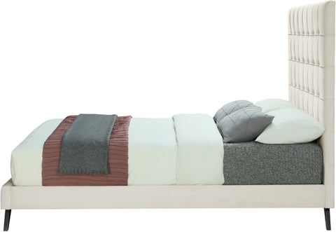 Linden Cream Velvet Upholstered Full Bed, 1 Piece