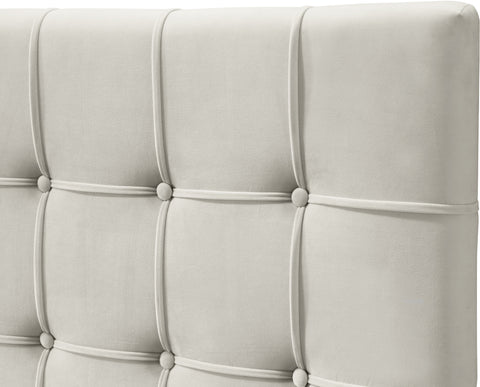 Linden Cream Velvet Upholstered Full Bed, 1 Piece