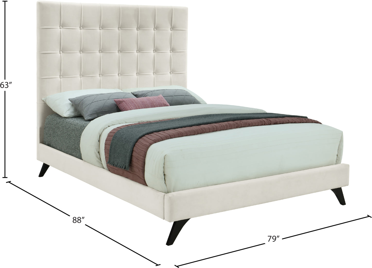 naya cream velvet king bed k